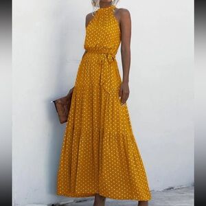 High neck maxi dress